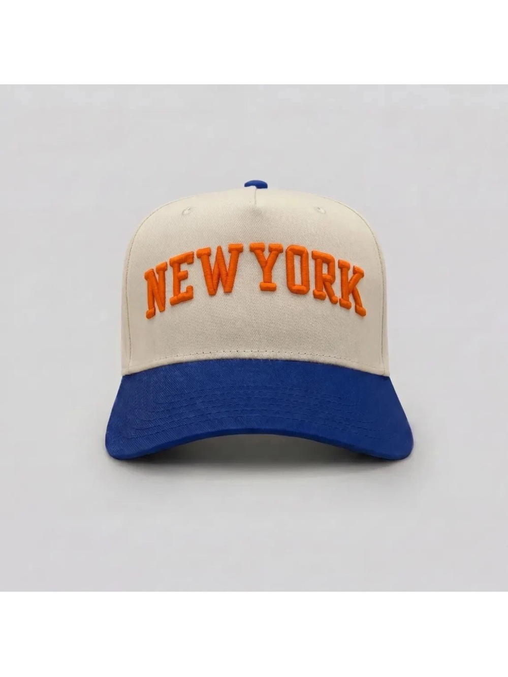 New York Knicks  Embroidered Baseball Cap - Cream & Blue